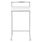 LumiSource Lot de 3 tabourets de bar hauteur comptoir Fuji Stacker Acier inoxydable/blanc
