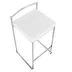 LumiSource Lot de 3 tabourets de bar hauteur comptoir Fuji Stacker Acier inoxydable/blanc