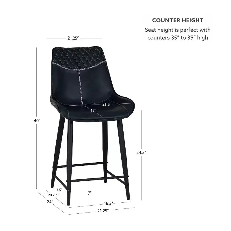 Tabouret de bar rembourré Linon Elder à hauteur de comptoir bleu