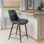 Tabouret de bar rembourré Linon Elder à hauteur de comptoir bleu