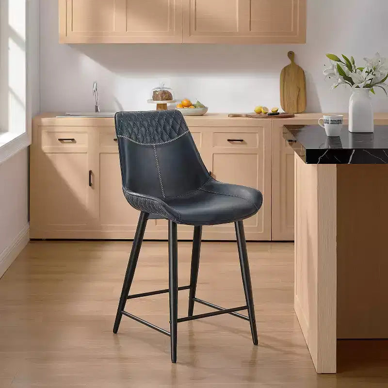 Tabouret de bar rembourré Linon Elder à hauteur de comptoir bleu