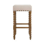 Tabouret de bar Cadmus 30" en chêne naturel Carolina Living : Assise rembourrée, garniture en laiton antique