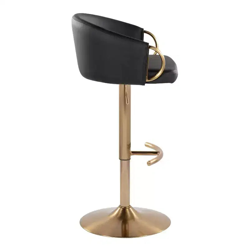LumiSource Lot de 2 tabourets de bar réglables Claire Or/PU noir