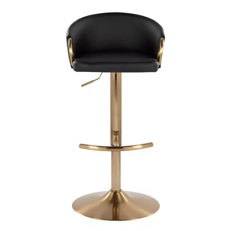 LumiSource Lot de 2 tabourets de bar réglables Claire Or/PU noir