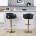 LumiSource Lot de 2 tabourets de bar réglables Claire Or/PU noir