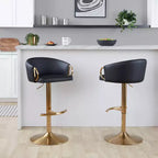 LumiSource Lot de 2 tabourets de bar réglables Claire Or/PU noir