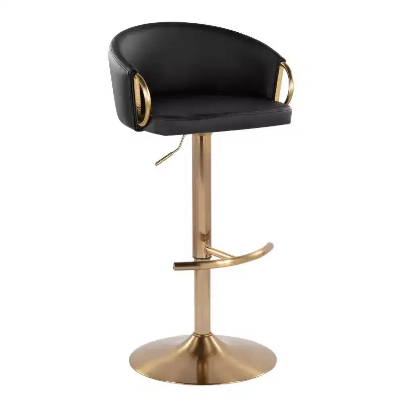 LumiSource Lot de 2 tabourets de bar réglables Claire Or/PU noir