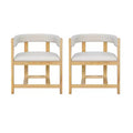 Christopher Knight Home Set of 2 Caleb Rubberwood Upholstered Dining Chairs with Open Back Beige/Natural