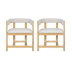 Christopher Knight Home Set of 2 Caleb Rubberwood Upholstered Dining Chairs with Open Back Beige/Natural
