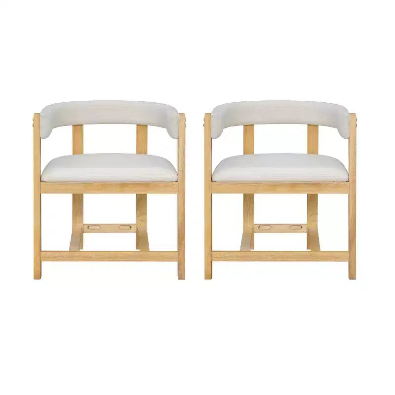 Christopher Knight Home Set of 2 Caleb Rubberwood Upholstered Dining Chairs with Open Back Beige/Natural