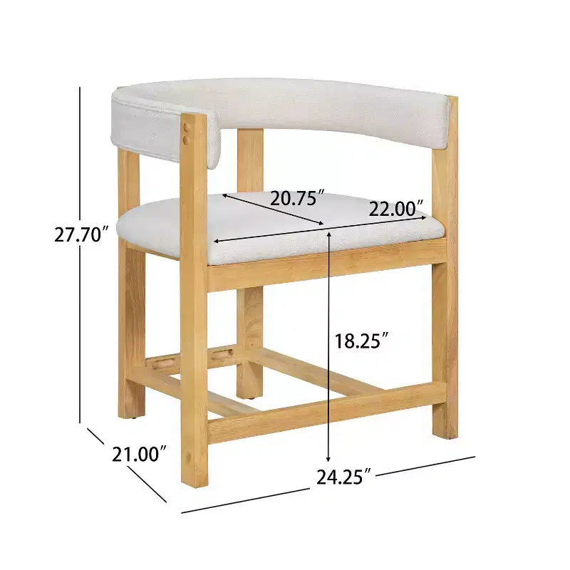 Christopher Knight Home Lot de 2 chaises de salle à manger Caleb en bois d'hévéa rembourrées avec dossier ouvert beige/naturel