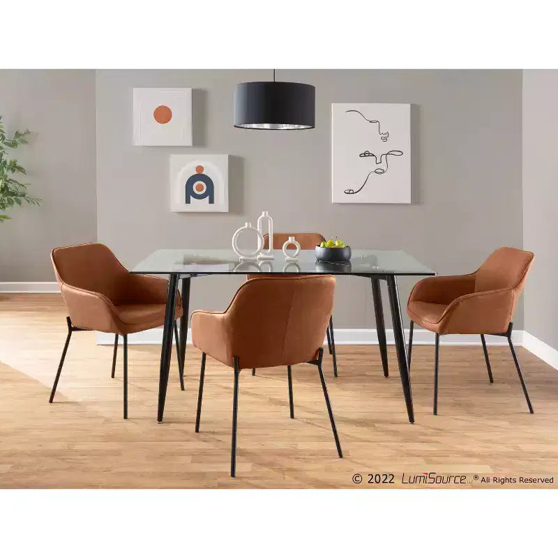 Lot de 2 chaises de salle à manger Daniella en similicuir/acier noir/camel - LumiSource : Rembourré, garni de mousse, nettoyage localisé