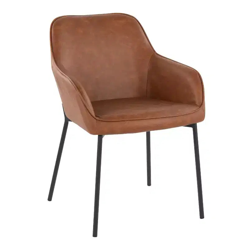 Lot de 2 chaises de salle à manger Daniella en similicuir/acier noir/camel - LumiSource : Rembourré, garni de mousse, nettoyage localisé