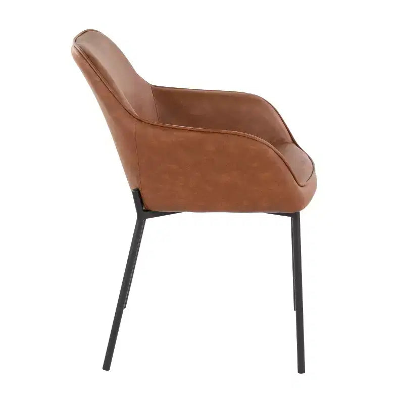 Lot de 2 chaises de salle à manger Daniella en similicuir/acier noir/camel - LumiSource : Rembourré, garni de mousse, nettoyage localisé