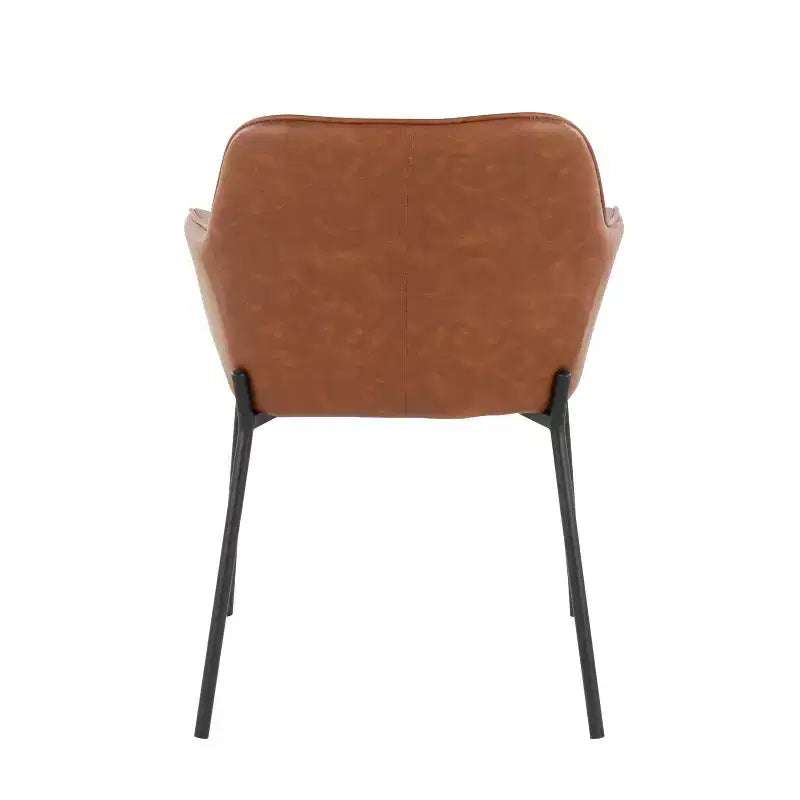 Lot de 2 chaises de salle à manger Daniella en similicuir/acier noir/camel - LumiSource : Rembourré, garni de mousse, nettoyage localisé