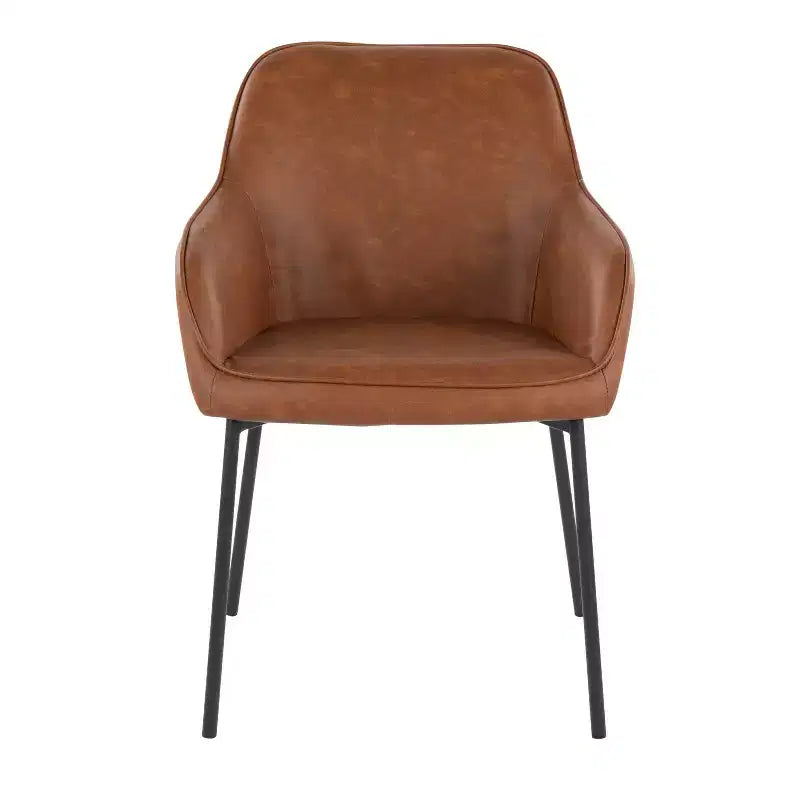 Lot de 2 chaises de salle à manger Daniella en similicuir/acier noir/camel - LumiSource : Rembourré, garni de mousse, nettoyage localisé