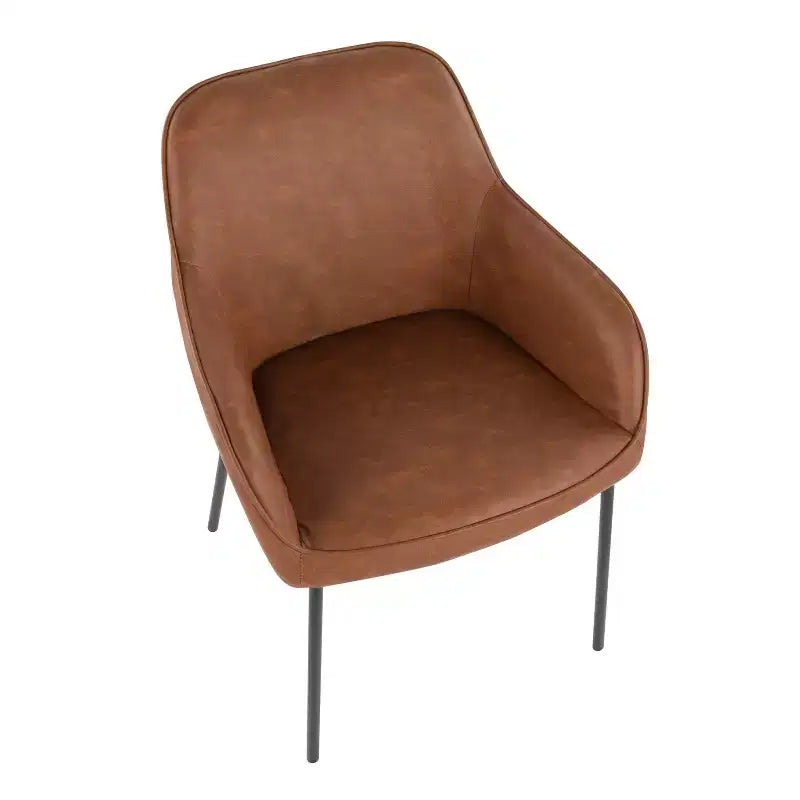 Lot de 2 chaises de salle à manger Daniella en similicuir/acier noir/camel - LumiSource : Rembourré, garni de mousse, nettoyage localisé