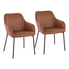 Lot de 2 chaises de salle à manger Daniella en similicuir/acier noir/camel - LumiSource : Rembourré, garni de mousse, nettoyage localisé