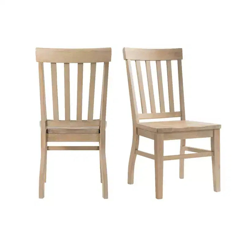Lot de 2 chaises Liam à dossier à lattes couleur naturelle - Picket House Furnishings : Structure en bois d'hévéa, non-rembourrée, capacité de 136 kg