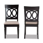 Ensemble de 2 chaises de salle à manger en tissu Lucie rembourrées en bois Sable/Marron foncé - Baxton Studio