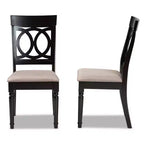 Ensemble de 2 chaises de salle à manger en tissu Lucie rembourrées en bois Sable/Marron foncé - Baxton Studio