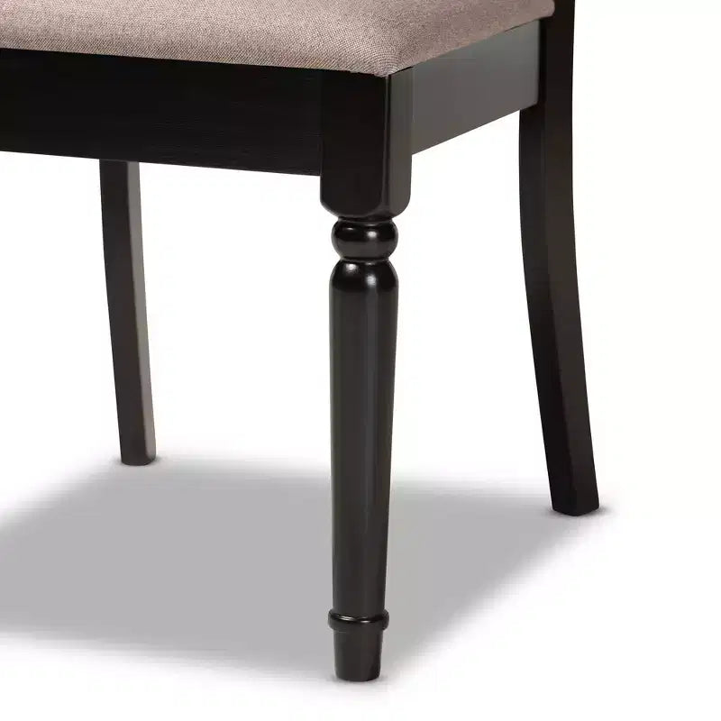 Ensemble de 2 chaises de salle à manger en tissu Lucie rembourrées en bois Sable/Marron foncé - Baxton Studio