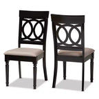 Ensemble de 2 chaises de salle à manger en tissu Lucie rembourrées en bois Sable/Marron foncé - Baxton Studio