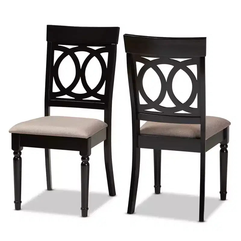 Ensemble de 2 chaises de salle à manger en tissu Lucie rembourrées en bois Sable/Marron foncé - Baxton Studio
