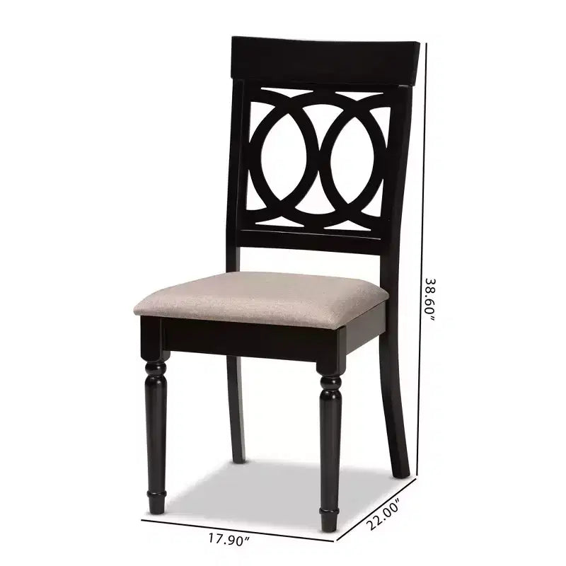 Ensemble de 2 chaises de salle à manger en tissu Lucie rembourrées en bois Sable/Marron foncé - Baxton Studio