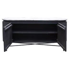 Buffet ovale en bois de manguier avec plateau en granit et pieds en métal Blanc/Anthracite - StyleCraft : Bois de manguier, Étagère fixe, Luxe