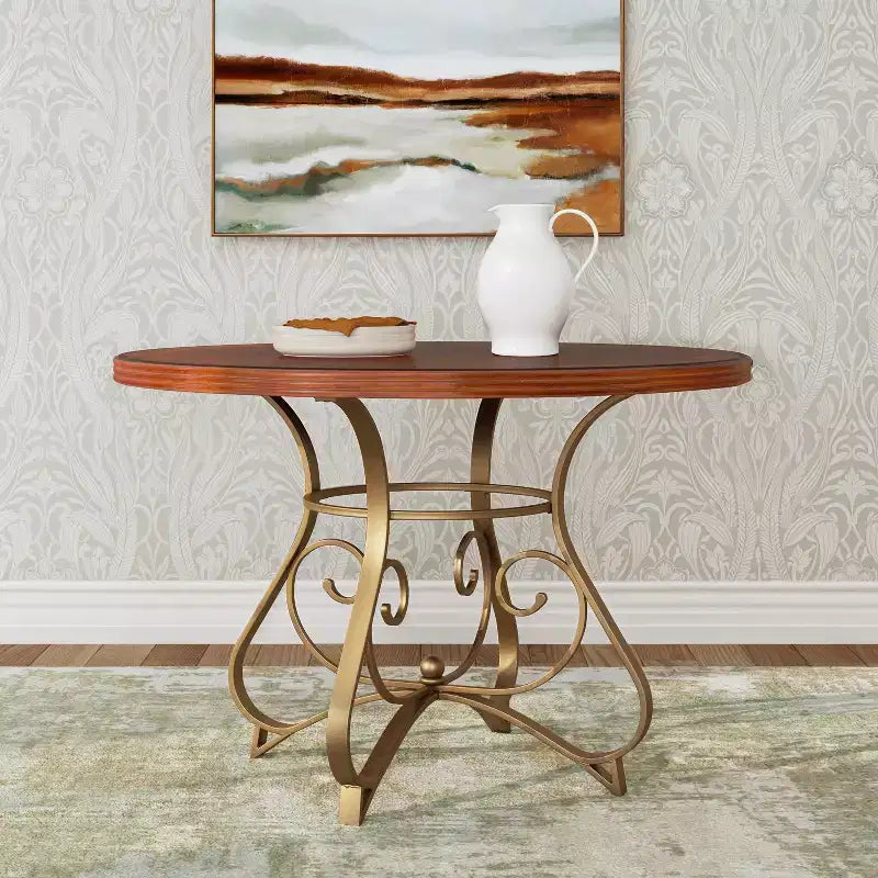 Carter Round Dining Table Metal/Cherry - Powell
