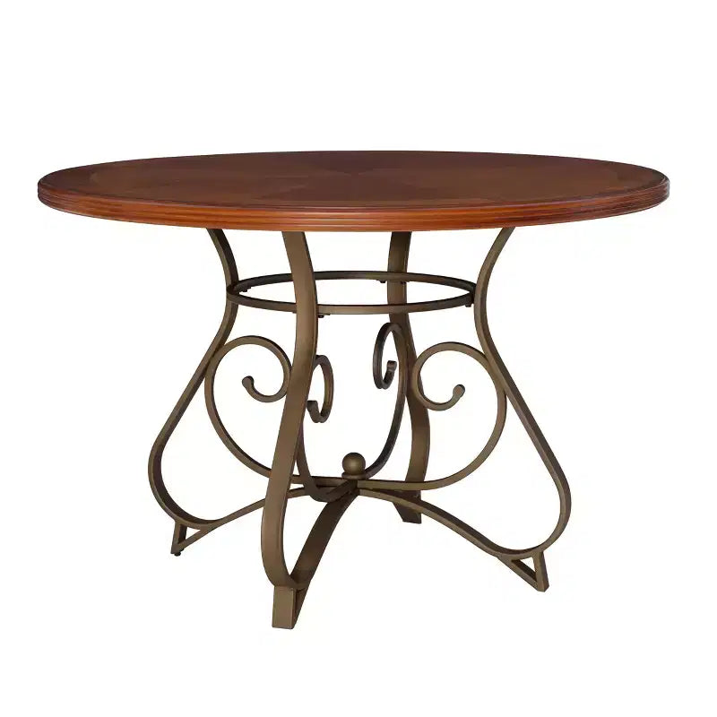 Table à manger ronde Carter en métal et merisier - Powell