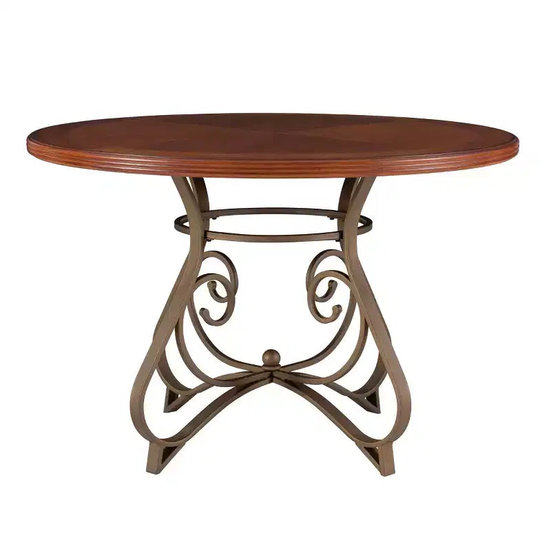 Table à manger ronde Carter en métal et merisier - Powell