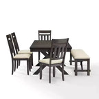 Ensemble de salle à manger extensible 6 pièces Hayden avec banc et 4 chaises à dossier ajouré Ardoise - Crosley