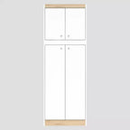 4 Doors Kitchen Storage Cabinet White/Oak - Inval: Modern Pantry with Adjustable Shelves