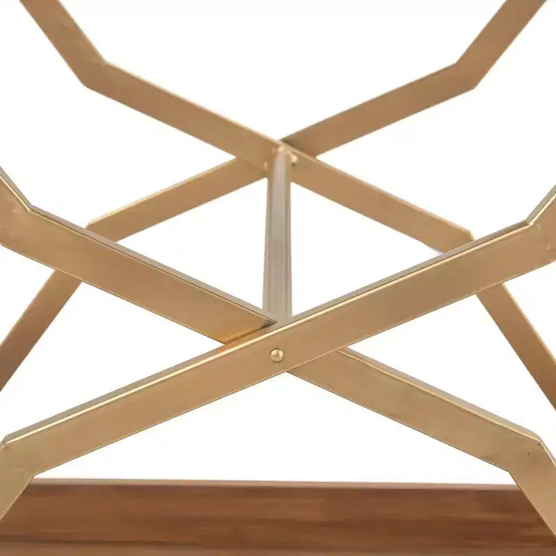 Jolie Chariot de Bar Doré - Adore Decor : Cadre en Acier Moderne, Plateau en Bois d'Hévéa, Desserte d'Intérieur pour Boissons