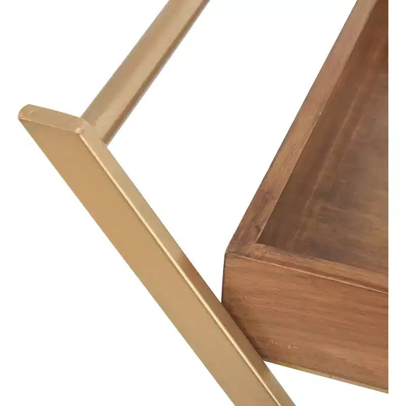 Jolie Chariot de Bar Doré - Adore Decor : Cadre en Acier Moderne, Plateau en Bois d'Hévéa, Desserte d'Intérieur pour Boissons