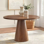 Table de salle à manger ronde à pied central Lifestorey Castilia Modern 45" Noyer