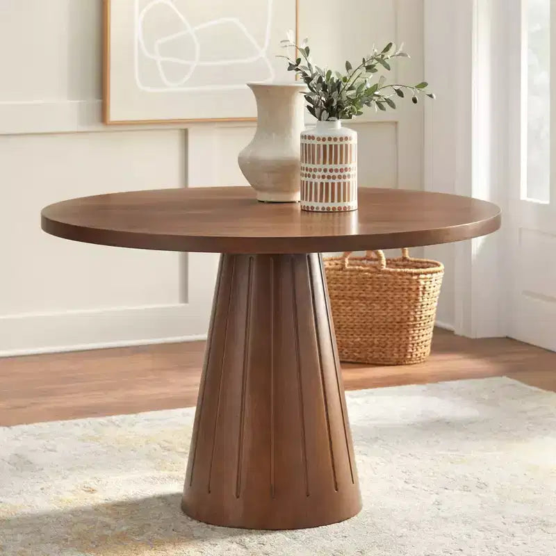 Table de salle à manger ronde à pied central Lifestorey Castilia Modern 45" Noyer