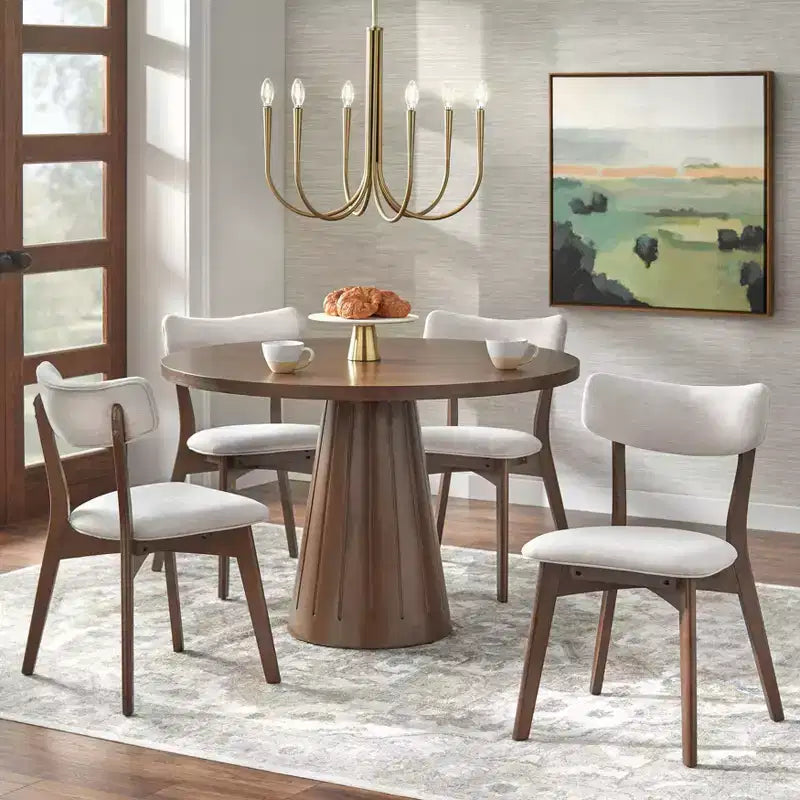 Table de salle à manger ronde à pied central Lifestorey Castilia Modern 45" Noyer