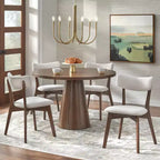 Table de salle à manger ronde à pied central Lifestorey Castilia Modern 45" Noyer
