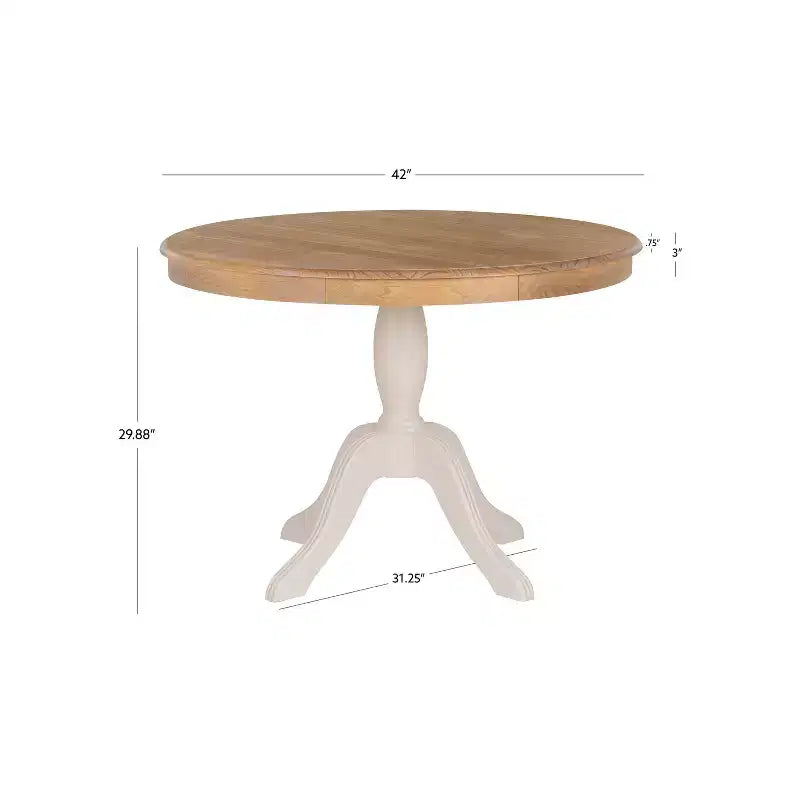 Table de salle à manger à pied central traditionnelle Tobin blanc/naturel - Linon