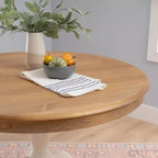 Table de salle à manger à pied central traditionnelle Tobin blanc/naturel - Linon