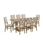 9pc Joanna Dining Set with 8 Upholstered Back Chairs Rustic Brown - Crosley