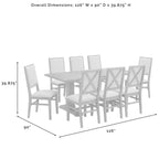 Ensemble de salle à manger 9 pièces Joanna avec 8 chaises à dossier rembourré marron rustique - Crosley