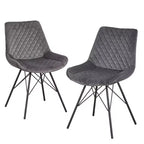 angelo:ENSEMBLE DE SALLE À MANGER 5 PIÈCES Kavitt Noyer : Chaises Modernes Rembourrées, Cadre en Métal, Table sur Pied Central