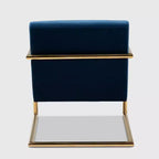 Fauteuil de salon en métal rembourré en velours Mira Bleu marine/Doré - Baxton Studio : Sièges moelleux pour bureau à domicile, aucun assemblage requis