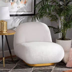 Paiva Boucle Upholstered Accent Chair: Low & Wide, No Assembly - Baxton Studio