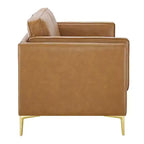 Canapé Kaiya en cuir végétalien (tanné) - Modway : Design moderne du milieu du siècle, touches de métal doré, rembourrage en mousse dense
