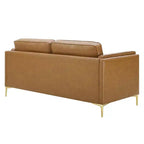 Canapé Kaiya en cuir végétalien (tanné) - Modway : Design moderne du milieu du siècle, touches de métal doré, rembourrage en mousse dense